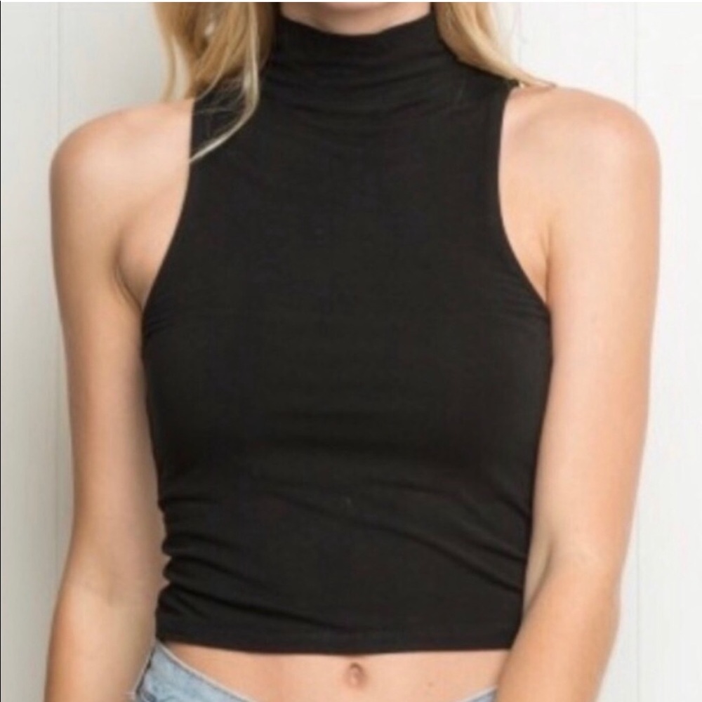 Brandy Melville black cropped tank top with turtle neck